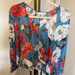 Parker floral cross tie blouse